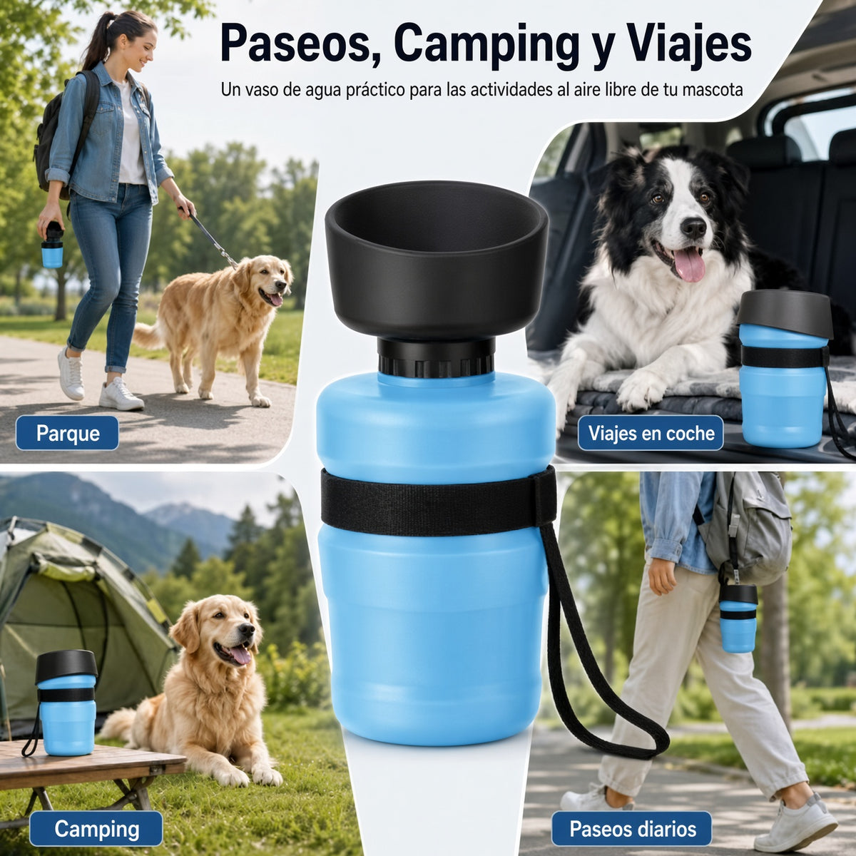 Pack para Mascotas: Bebedero Portátil + Cepillo de Vapor de Regalo 🎁